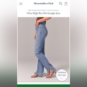 Abercrombie jeans 90s straight light wash with vent hem